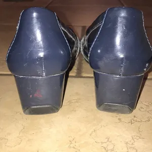 Marc Fisher Navy patent leather wedges thumbnail 3