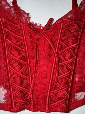 VICTORIA’S SECRET Dream Angels Red Lace Corset Top Size Small EUC thumbnail 6