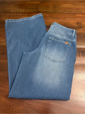 Halara Flex Mid Rise Washed Baggy Wide Leg Jeans Blue Spruce Denim Size Small thumbnail 2