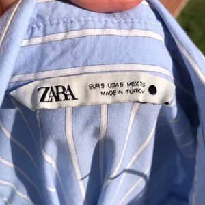 ZARA Blue Cotton Striped Long Sleeved Mini Shirt Dress S thumbnail 12