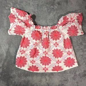 Maeve Anthropologie Womens Medium Embroidered Floral Off Shoulder Peasant Blouse thumbnail 8