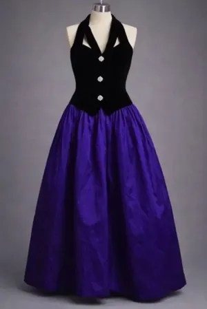 Vintage 80s Jessica McClintock 100% Silk with Black Velvet Bodice Ball Gown 10 thumbnail 1