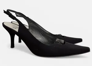 STUART WEITZMAN Vintage Classic Slingback Pointed Toe Kitten Heels Black Sz. 8 thumbnail 1