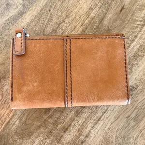 Vintage Fossil Cognac Brown Leather Trifold Wallet‎ Keyhole Snap Y2K Boho Rustic thumbnail 12