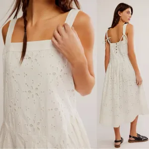 Free People Ethereal Cottage Primavera Lace Eyelet Midi Dress White Size Small thumbnail 3