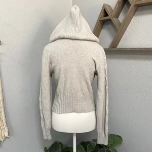 Wild Fable Cream Grey Cable Knit Zip Up Hoodie Sweater Grunge Dark Cottagecore thumbnail 4
