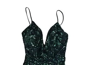 Viviana Formal Sequin Mermaid Dress black and green size small thumbnail 5