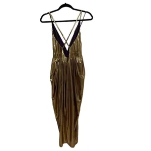 Fate Metallic Gold Cocktail Party Dress Womens Size Small NEW Glam thumbnail 8