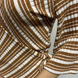 NWOT Socialite Brown & White Wrap Top diagonal stripes size S thumbnail 7