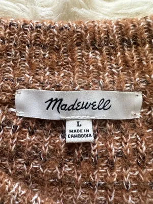 Madewell Prentiss Sweater Spacedye Shoulder Tuck Pullover Autumn Brown Sz L thumbnail 7