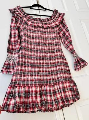 Pilcro Smocked Plaid Mini Dress, Size L thumbnail 12