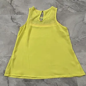 Lulumari Women's Yellow Embroidered Sleeveless Tank‎ Top Size Large L thumbnail 3