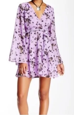 Free People Purple Floral Mini Dress thumbnail 1