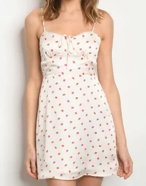 LE LIS White & Red Lip Print Mini Dress – Size S thumbnail 1