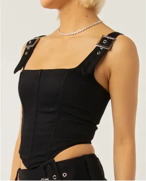 Peppermayo Surrender Bustier Black with Mental Buckle Accent Size 2 thumbnail 1