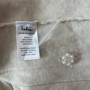 Lulus Beyond Sweet Heathered Beige Pearl Pleated Mini‎ Sweater Dress Sz M thumbnail 6