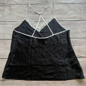 Linea Donatella Satin Lace Babydoll‎ Top Black Camisole Womens XL Pearls Fairy thumbnail 5