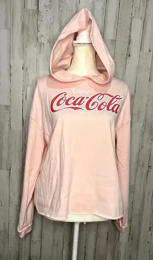 Coca-Cola‎ Women's XL Pink Cropped Hoodie Long Sleeve Pullover Casual thumbnail 1