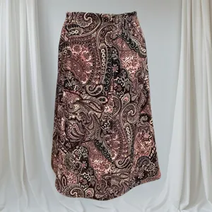 Elementz Petite Midi Skirt Womens PS Brown Paisley Excellent Stretch‎ A-Line thumbnail 5