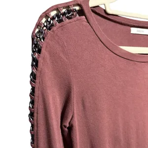 Bailey 44 Burgundy Dress with Black Chain Trim on Arm‎ Sz S *flawed* thumbnail 6