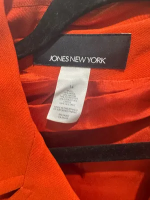 Jones New York orange polyester blazer with belt thumbnail 2