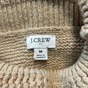 J. Crew Factory Mockneck Cable Sleeve Sweater Light Khaki Neutral Preppy Minimal thumbnail 9