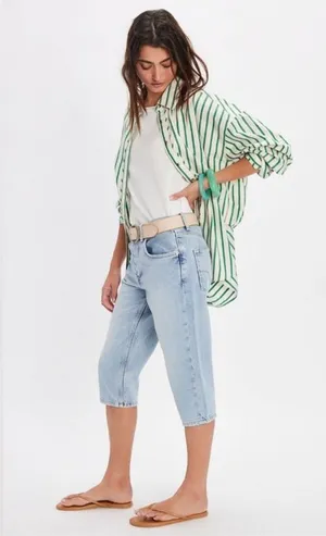 We the Free Free People Sun City Denim Capris Pale Indigo Size 25 thumbnail 1