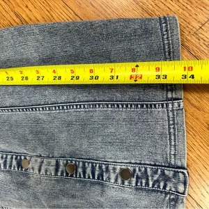MELE E PERE | Acid Wash Denim Front Snap Puff Sleeve Stretchy Mini Dress Size S thumbnail 12