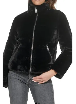 Levi's All Over Faux Fur Black Coat Size XL thumbnail 1