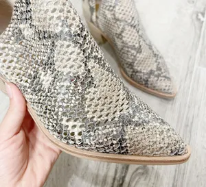 Sher Perforated Snakeskin Booties thumbnail 3