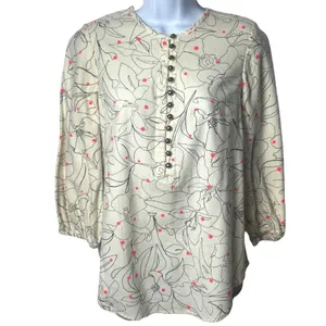 Anthropologie Maeve Bethesda Lily Flannel Button Blouse Cottagecore Whimsical‎ S thumbnail 2