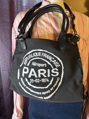 Black Canvas Tote with Dual Handles and Shoulder Strap thumbnail 6