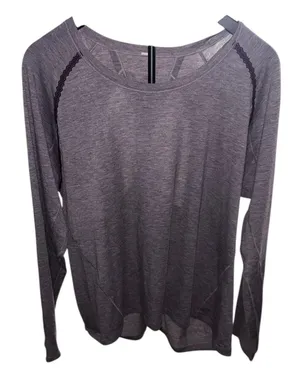 Lululemon Stop Drop & Squat Long Sleeve in Heathered Black Currant Sz 10/12 thumbnail 1