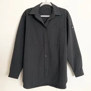 Alo Yoga Pinstripe Daylight Button Down Long Sleeve Black/Titanium M thumbnail 2