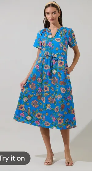 Sugarlips Anabella Floral Fatima Ruffle Midi Dress Size Medium thumbnail 1