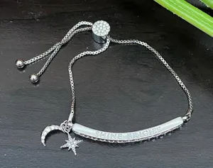 Shine Bright Swarovski Element SilverPlated Celestial Star Moon Slider Bracelet thumbnail 1