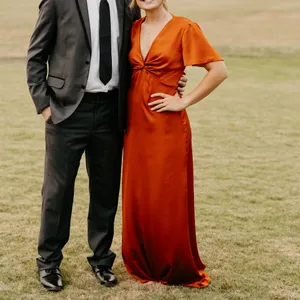 Show Me Your Mumu Burnt Orange Luxe Satin Bridesmaid Dress - Rome Twist Gown thumbnail 2