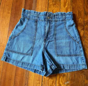 Banana Republic Light Blue Denim Elastic-Waist Shorts thumbnail 1