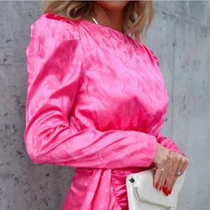 New- Katherina Satin Embossed Ruched Mini Dress - Pink thumbnail 7