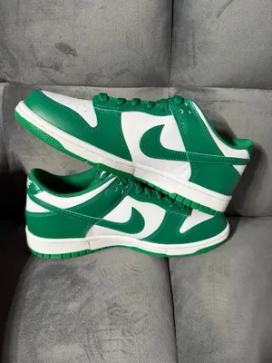 Nike Dunk Low (GS) White Malachite 6.5 Unisex Kids Leather Sneaker FB9109-114 thumbnail 3
