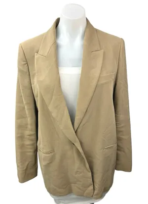 Zara Brown Tan One Button Notch Collar Long Sleeve Blazer Coat Jacket Size M thumbnail 1