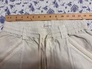 Anthropologie Angela Cropped Cargo Pants Size 26 Ivory utility Cotton Lyocell thumbnail 13