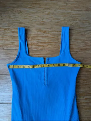 Abercrombie Soft A&F Blue Ribbed Hook & Eye Bodysuit M thumbnail 4