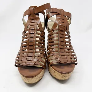 Guess Mabbel Brown Woven Wedge Sandals Size 8.5 thumbnail 4