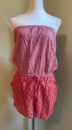Angie Red Strapless Romper NWT Medium boho whimsigoth dainty resort y2k festival thumbnail 1