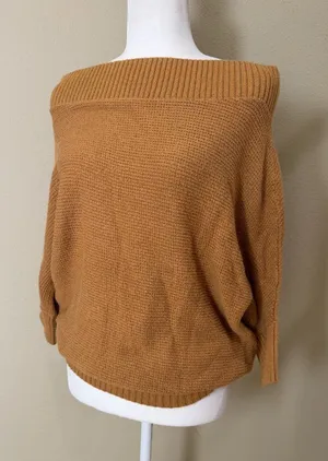 TCEC Ribbed Off Shoulder Soft Sweater 3/4 Length Sleeve Gold Size Medium thumbnail 1