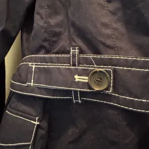 Banana Republic Dark Blue Trench Coat with White Stitching thumbnail 8