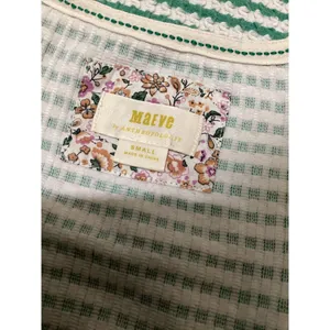 Maeve by Anthropologie Tank Top Womens Small Green White Striped Textured Knit thumbnail 4