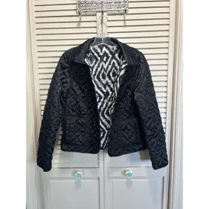 Quilted‎ Diamond Open Reversible Jacket Size M/L Long Sleeve Soft Black Size M thumbnail 5