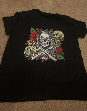 Woman top shirt black medium cool design thumbnail 1